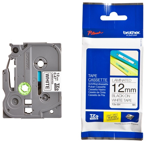 [TZE-231] Nhãn TZE 231 12mm trắng/ chữ đen